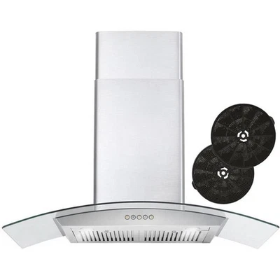 Cosmo 36" 380 CFM Ductless Wall Mount Range Hood Kitchen Hood in Stainless Steel - Image 1 of 3