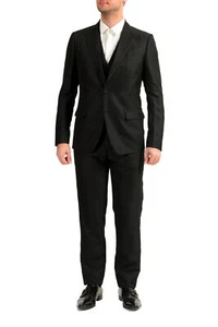 Traje de Esmoquin Dolce & Gabbana Para Hombre Negro Lana Seda Tres Piezas US 40R IT 50R - Imagen 1 de 9