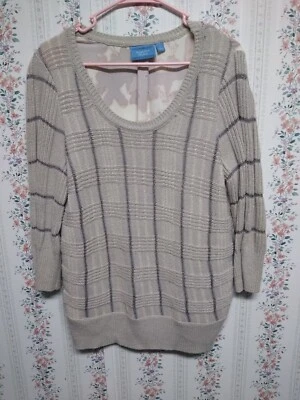 Suéter Simply Vera Vera Wang Para Mujer Grande Manga 3/4 Marrón Tostado Metálico Foto 1 de 4