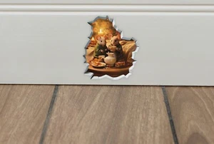 Teatime Mice Sticker, 3D Mouse Wall Decal, Mouse Hole, Kitchen Wall Art A70 - Picture 1 of 5