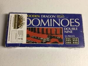 Vintage 1983 Wooden Dragon Dominoes Double Nine Milton Bradley MB Complete! (55) - Picture 1 of 3