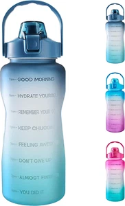 64Oz Leakproof Free Drinking Water Bottle with Motivational Time Marker BPA Free - Picture 1 of 12