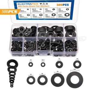 500tlg Unterlegscheiben Schwarz Nylon Gummi Washer Dichtung M2-M10 Sortiment - Picture 1 of 9