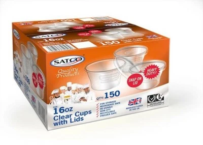 Satco Heavy Duty 16oz Clear Chutney Container With Lids Sauce/Deli/Pots/Desserts - Image 1 of 3
