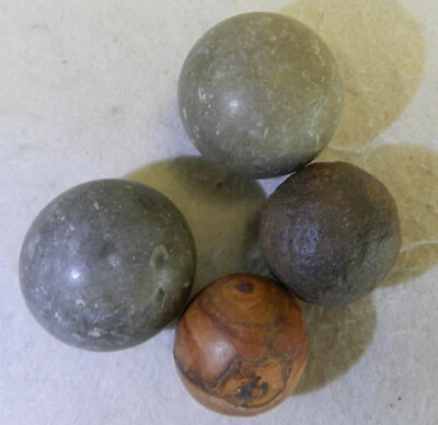 #14144m Vintage Group of Larger Stone Marbles .97 to 1.27 Inches - Image 1 of 4