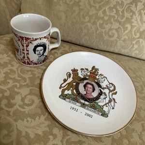 Queen ELIZABETH II GOLDEN JUBILEE 2002 PLATE Royal Burlington 8” - Bild 1 von 9
