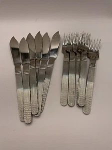 SELTENE Vintage Menge 12 Dalia Surf Fisch Messer und Gabeln Edelstahl - Bild 1 von 4