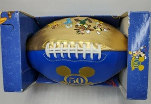 Disneyland Resort 50th Anniversary Football Gold/Blue Mickey Pluto Goofy Donald - Picture 1 of 5