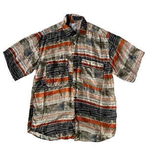 Goouch Men S 100% Silk Button Up Shirt Music Notes Short Sleeve Musician Vintage - Picture 1 of 4