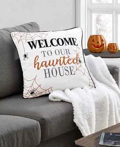 Lacourte Haunted Spiderwebs Decorative Pillow, BLACK, 20" x 20" - Picture 1 of 4