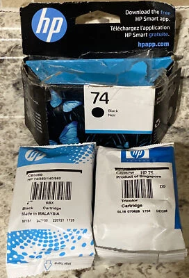 Cartuchos de tinta tricolor HP 74 HP 75 negros CC659FN - CB335WN y CB337WN paquete de láminas Foto 1 de 4