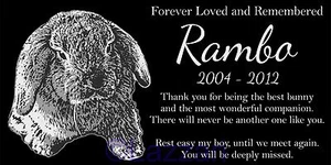 Personalized Lop Eared Bunny Rabbit Pet Memorial 12"x6" Headstone Grave Marker - Picture 1 of 1