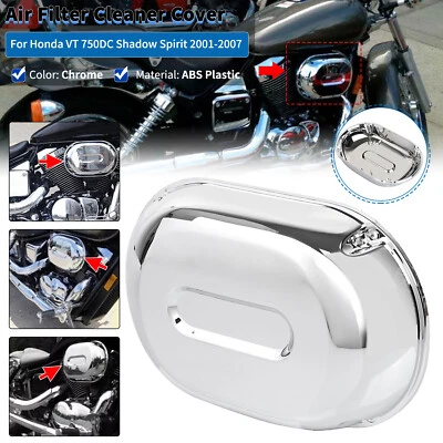 For Honda Shadow Spirit 750 VT750DC 2001-2007 Air Filter Cleaner Cover Chrome Foto 1 de 4