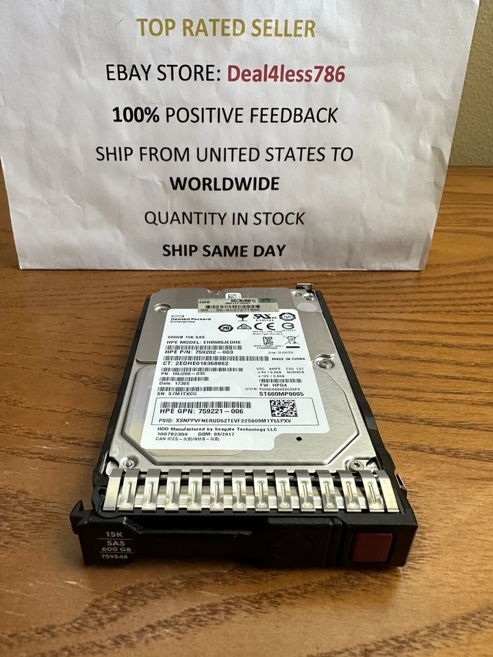 759212-B21/759548-001/748385-003 -HP G8 G9 600GB 12G 15K 2.5" SAS Hard Drive - Image 1 of 4