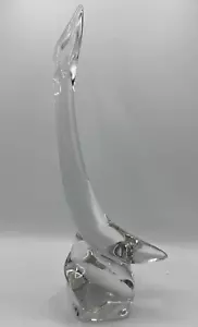 Daum Cristal Garza Grulla Pájaro Grande 16" Estatuilla Vidrio Firmado - Francia - Imagen 1 de 8