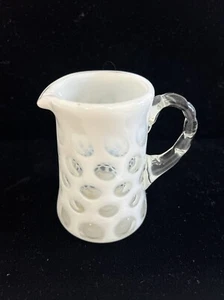 Fenton White Opalescent Coin Dot Creamer 4" Tall  - Picture 1 of 8