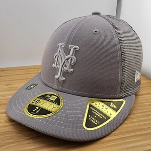 New York Mets Fitted Hat, Gray, Batting Practice Low Profile New Era 5950, 7 1/8 - Picture 1 of 9