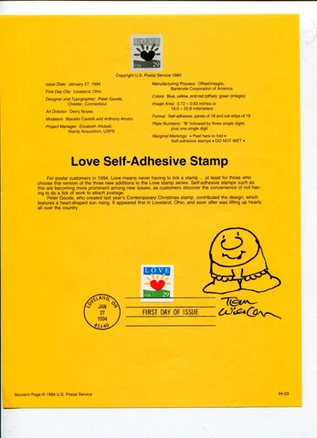 Tom Wilson Ziggy Comic Creator Artist Rare Signed Autograph FDC Sheet W/ Sketch Cover