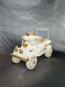 Clear Glass Vintage Firetruck Figurine Gold Detail Fire Engine Figure Fire Truck - Picture 1 of 7