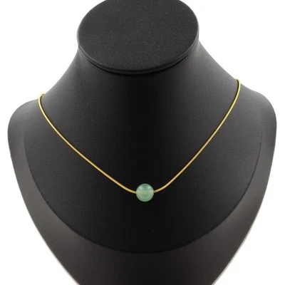 Halskette 1 Perle Aventurin 8 Mm Kette Aus Vergoldetem Edelstahl - Bild 1 von 3