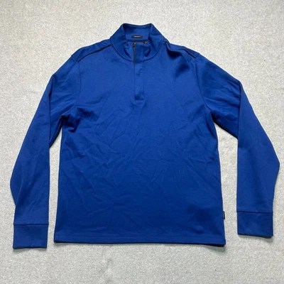 Hugo Boss Sidney 1/4 Cremallera Pullover Sudadera Para Hombres Grande Azul Calce Regular Informal Foto 1 de 4