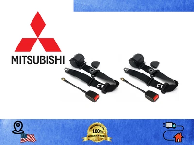 Cinturones de seguridad delanteros de coche Mitsubishi 2 piezas 3 puntos ajustables ajuste seguro en azul Foto 1 de 4