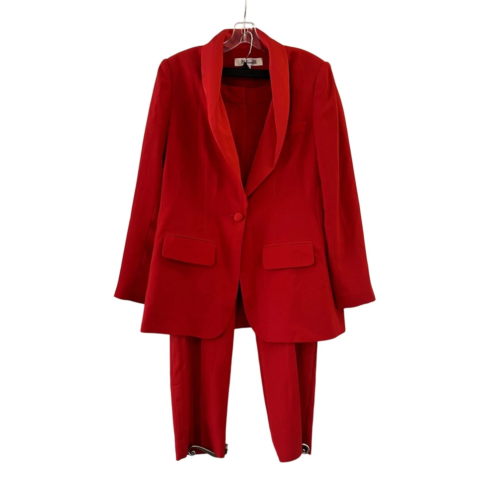 Diane von Furstenberg красный брюки костюм 2 изделия комплект размер 12 новый без ярлыков - Изображение 1 из 4
