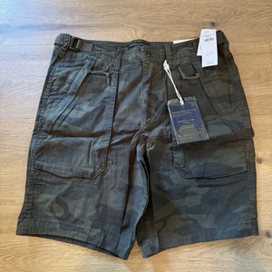 Abercrombie Fitch Fallschirmjäger Stretch Shorts Herren 31 Cargo grün Tarnmuster neu mit Etikett Y2K - Bild 1 von 13