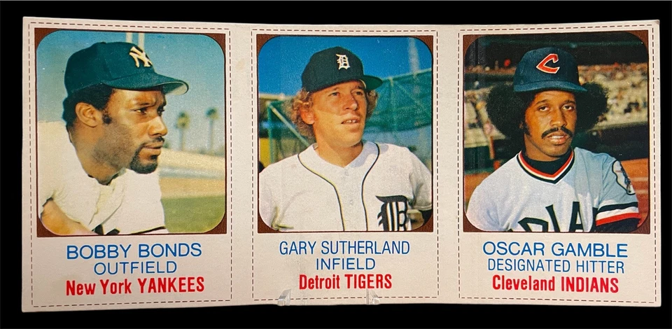 1975 HOSTESS PANEL #145 146 147 Bobby Bonds, Gary Sutherland, Oscar Gamble.  - Image 1 of 4