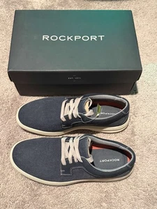 Rockport Casual Lace-Up Canvas Sneakers Navy Blue Men's Size US 8.5 New - Picture 1 of 7