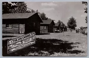 The Log Cabins East Barbee Lake Pierceton Indiana EN RPPC Floyd Baker J9 - Imagen 1 de 3