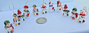 11 miniature snowman Christmas ornaments resin 1" tall - Picture 1 of 1