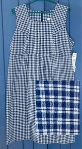 Vestito maglione premaman nuovo vintage blu bianco a quadri piccolo cottage core Y2K - Foto 1 di 8