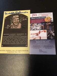 BROOKS ROBINSON SIGNED HALL OF FAME PLAQUE BASEBALL ORIOLES GOLD GLOVER JSA - Picture 1 of 2