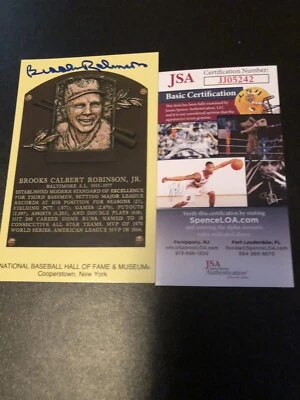 BROOKS ROBINSON SIGNED HALL OF FAME PLAQUE BASEBALL ORIOLES GOLD GLOVER JSA - Image 1 of 2