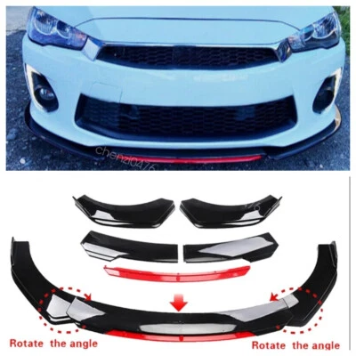For Mitsubishi Lance Gloss + Red Front Bumper Splitter Spoiler Diffuser Lip - Imagem 1 de 4