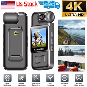 4K HD -Mini Camera WiFi Video Recorder Sports DVR Police Body Cam Night Vision . - Picture 1 of 23