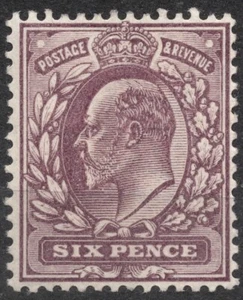 Sg245 Mi:#111lwa YT:#114 1902 6d REINO UNIDO Rey Eduardo VII - Definitivos MNH - Imagen 1 de 2