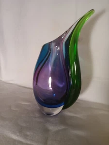 vintage murano art glass vase blue - Picture 1 of 1