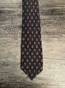 Stafford Executive Men's Tie 100% Silk Brown Geometric USA Classic Necktie - Picture 1 of 3