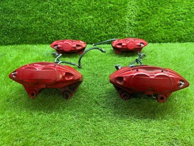 2007-2021 INFINITI G37 M37 Q50 Q60 Q70 AKEBONO CALIPER BRAKE SET FRONT REAR RED - Image 1 of 4
