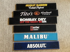 Lot of 6 Absolut Tito's Bombay Ketel One Malibu Rail Runner Bar Spill Mats - Picture 1 of 7