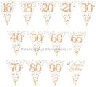 All Ages 12ft Rose Gold Happy Birthday Party Bunting Banner Triangle Flag Decor