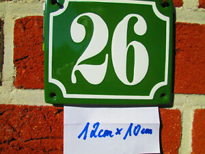 Hausnummer Nr. 26 weiße Zahl auf grünem  Hintergrund 12 cm x 10 cm Emaille
