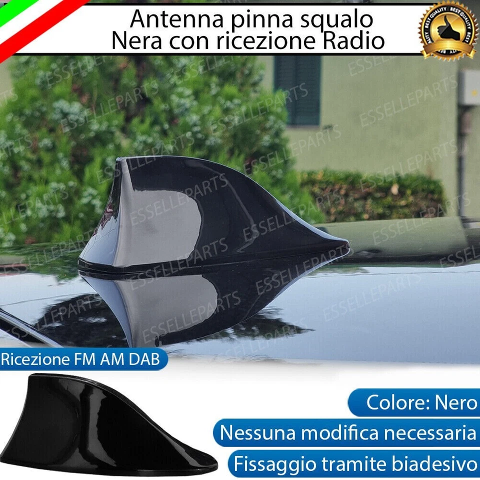 ANTENNA PINNA SQUALO NERA LUCIDA PER ALFA ROMEO GIULIETTA VERA RICEZIONE RADIO - Immagine 1 di 4