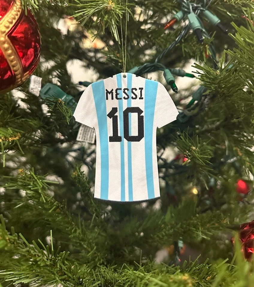 Argentina Lionel Messi #10 Adorno de Navidad Home Kit Mundial Camiseta Adorno Foto 1 de 1