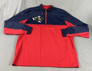 FootJoy Golf Rain Jacket Hydroknit Pullover 1/4 Zip Large Navy Crimson MSRP $240 - Picture 1 of 8