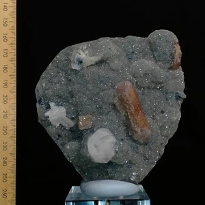 Red Stilbite on sparkly druzy sugar Apophyllite specimen Watch Video 0.36kg - Picture 1 of 9