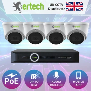 PoE NVR CCTV System 2MP Security Audio Turret Camera IR Night Vision Outdoor - Picture 1 of 6