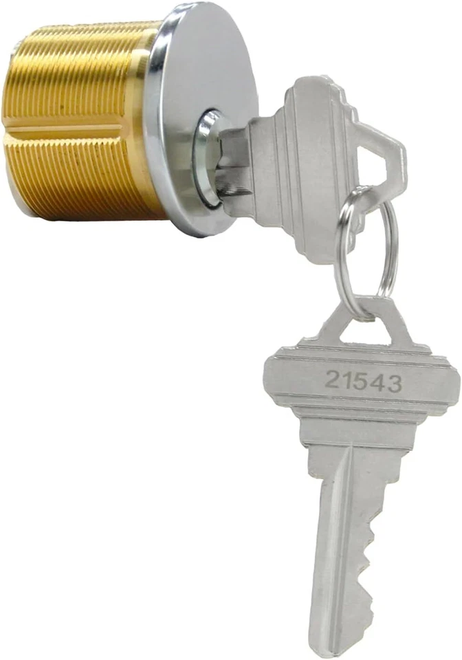 2 Mortise Lock Cylinders 1" for Front Door Adams Rite Brass and 3 Keys